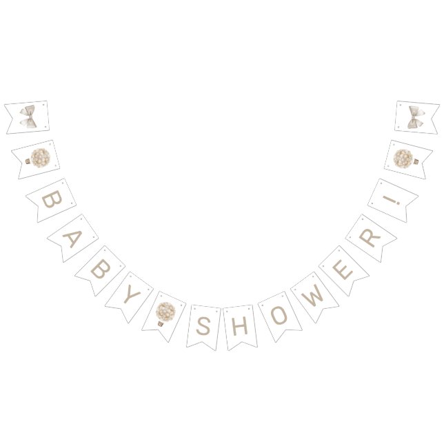 Beige Heißluftballon Babydusche Wimpelkette (Alle)