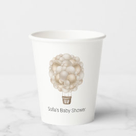 Beige Heißluftballon Boho Babydusche Pappbecher