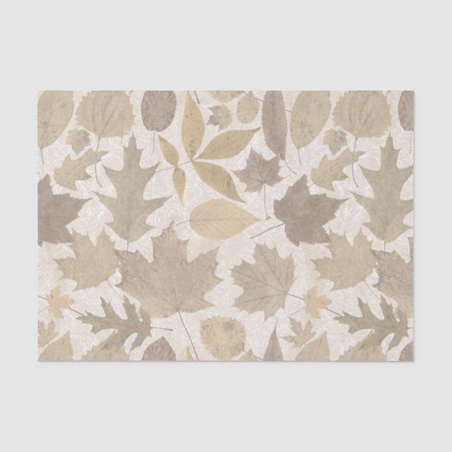 Beige Herbst-Blätter mit Damast Seidenpapier (Vorderseite)