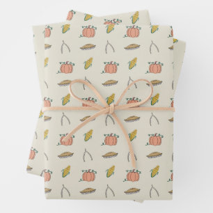 Beige Herbstfestival Hübscher Erntedank Geschenkpapier Set