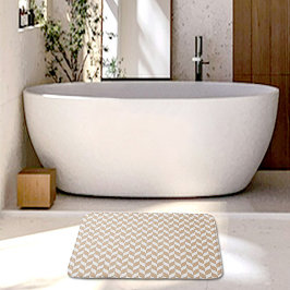 Beige Herringbone Pattern Bath Mat Badematte