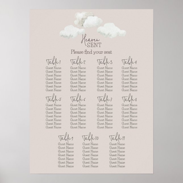 Beige Himmel Geschlecht Enthüllung Sitzordnung Poster (Vorne)