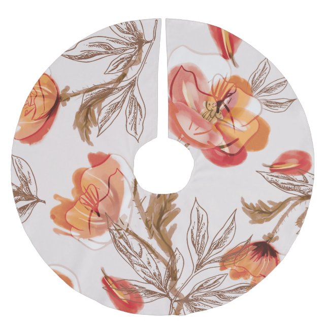 Beige Hintergrundbeläge Wasserfarbmuster Polyester Weihnachtsbaumdecke (Vorderseite)