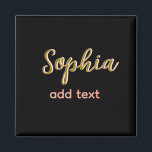 Beige hinzufügen Name Mädchen Boss Text schwarz el Magnet<br><div class="desc">mädchenhaftes Design</div>