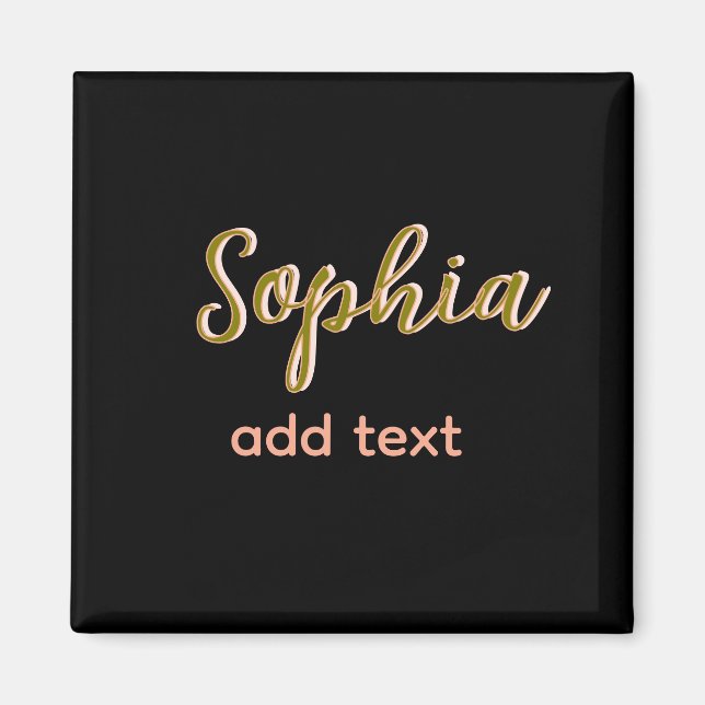 Beige hinzufügen Name Mädchen Boss Text schwarz el Magnet (Vorne)