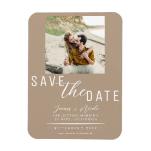 Beige Hochzeit Foto Einladung zur Vorankündigung Magnet