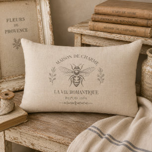 Beige Honigbiene Französisches Landhaus Vintage Ru Lendenkissen