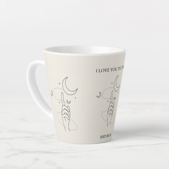 Beige I Liebe Sie auf den Mond Tasse Latte Cup (Linke Ecke)
