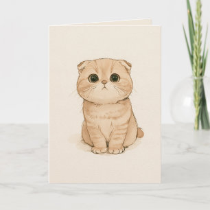 Beige Illustration Trauriges Kätzchen Ich Vermisse Karte