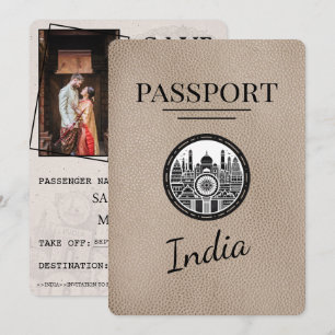 Beige India Passport Save the Date