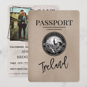 Beige Irland Reisepass Save The Date