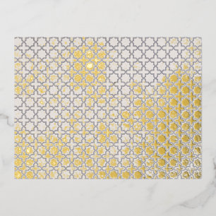 Beige islamische geometrische Muster Folien Feiertagspostkarte