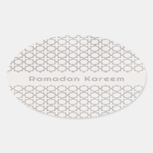 Beige islamische geometrische Muster Ovaler Aufkleber