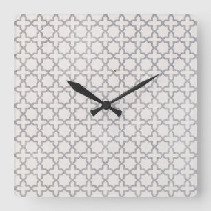 Beige islamische geometrische Muster Quadratische Wanduhr