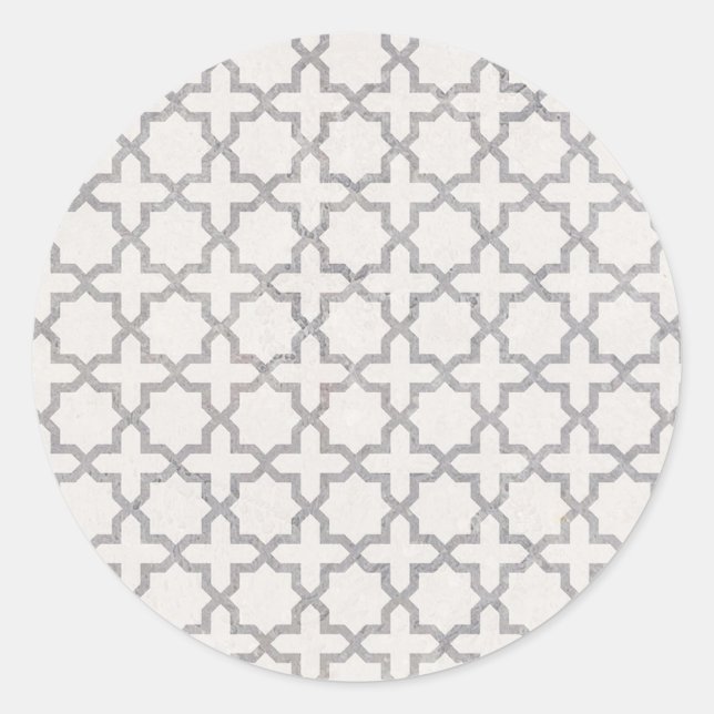 Beige islamische geometrische Muster Runder Aufkleber (Vorderseite)