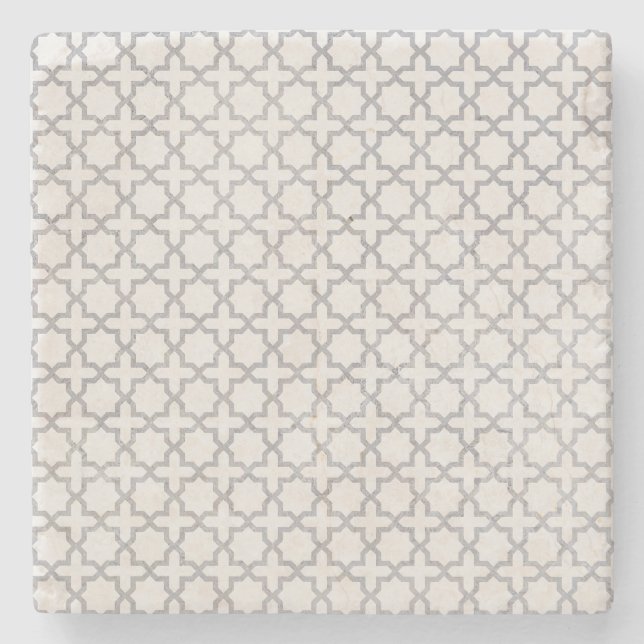 Beige islamische geometrische Muster Steinuntersetzer (Vorderseite)