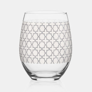 Beige islamische geometrische Muster Weinglas Ohne Stiel