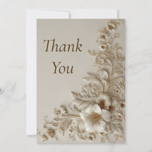 Beige & Ivory Floral Danke Karte