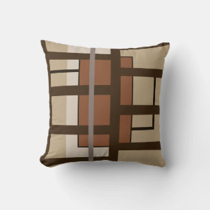 Beige Ivory Sienna & Brown Geometric Art Pattern Kissen