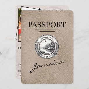 Beige Jamaica Passport Save the Date