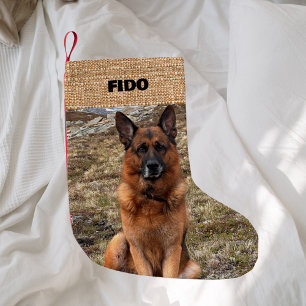 Beige Jute Namensfoto neutral  Kleiner Weihnachtsstrumpf
