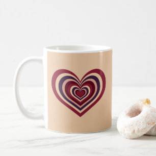 Beige Kaffee-Tasse mit Retro-Rotes Herz Kaffeetasse