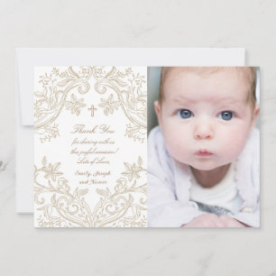 beige Kamm Taufkarte Baby Junge Dankeskarte Einladung