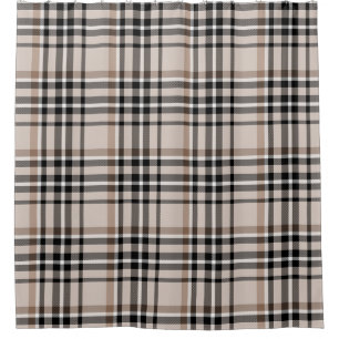 Beige Kariert Duschvorhang