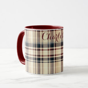 Beige Karierte klassische Prüfmuster Tasse