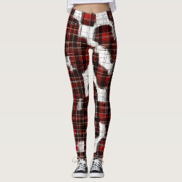 Beige Karierte Tartan-Muster Leggings