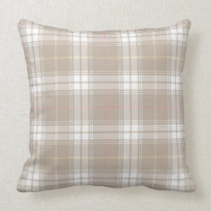 Beige Kariertes Tartan Muster Rustikal  Kissen