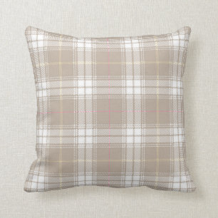 Beige Kariertes Tartan Muster Rustikal Kissen