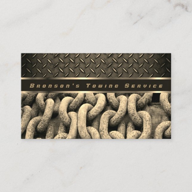 Beige Kette Berufliches Auto Schleppen Service Visitenkarte (Vorderseite)