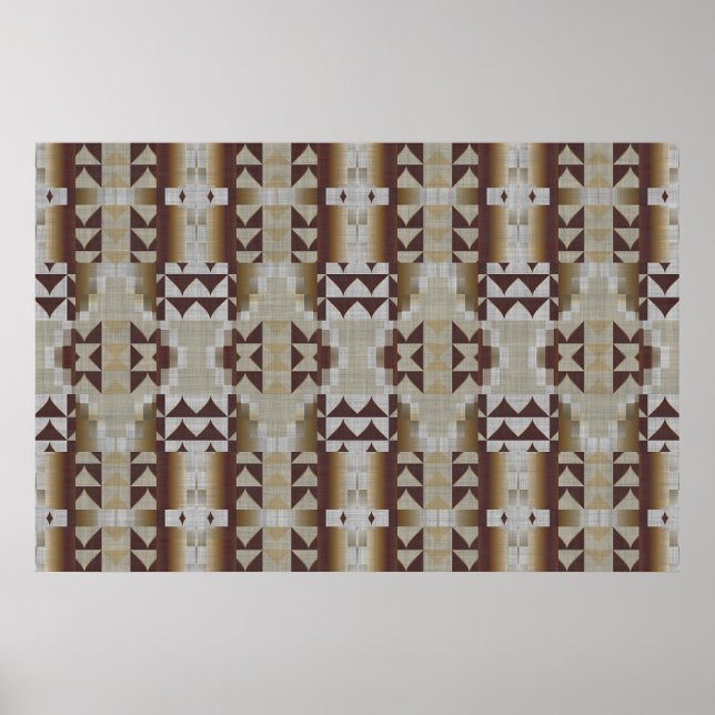 Beige Khaki Coffee Brown Ethnic Tribal Mosaik Poster (Vorne)