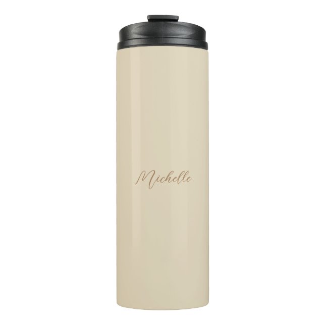 Beige Klassischer Beruflicher handgeschriebener Na Thermosbecher (Vorderseite)