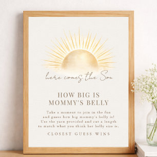 Beige Kommt Der Sohn Baby Shower Mamas Bauch Schil Poster