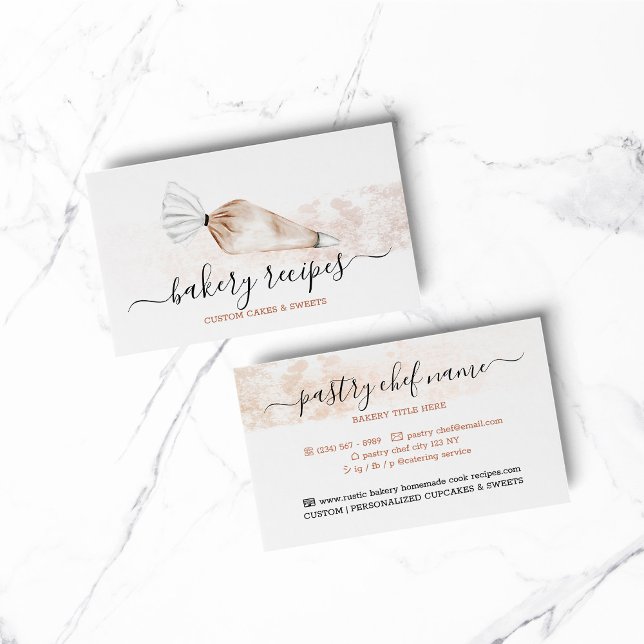 Beige Konditorei Kochen Baker Mix Creme Visitenkarte (bakery business  chef)