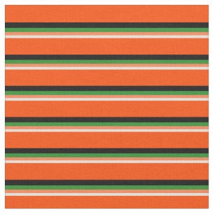 Beige, Korallen, Forest Green, Black & Red Pattern Stoff