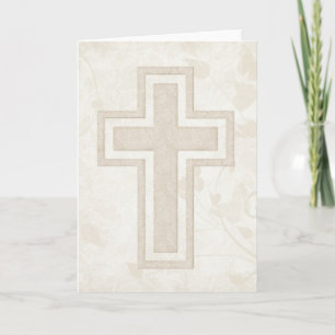 Beige Kreuz 2 Christliche Grußkarte Feiertagskarte