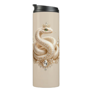 Beige Kristallschlangenkronenanhänger Kunst Thermosbecher