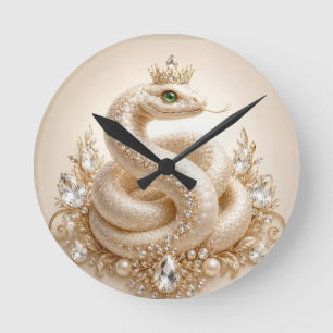 Beige Kristallschlangenkronenhalskette Kunst Runde Wanduhr