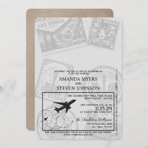 Beige Las Vegas Passport Wedding Einladung