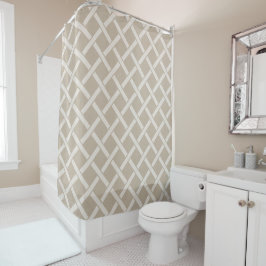 Beige Lattice | Modernes Bauernhaus Badezimmer Dek Duschvorhang