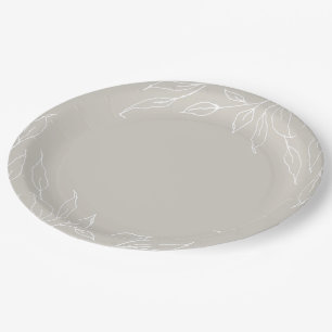 Beige Leaf Motif Erntedank Party Pappteller