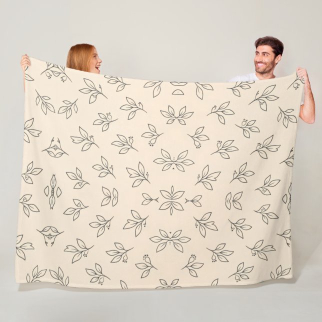 Beige Leaf Throw Blanket Fleecedecke (Beispiel)