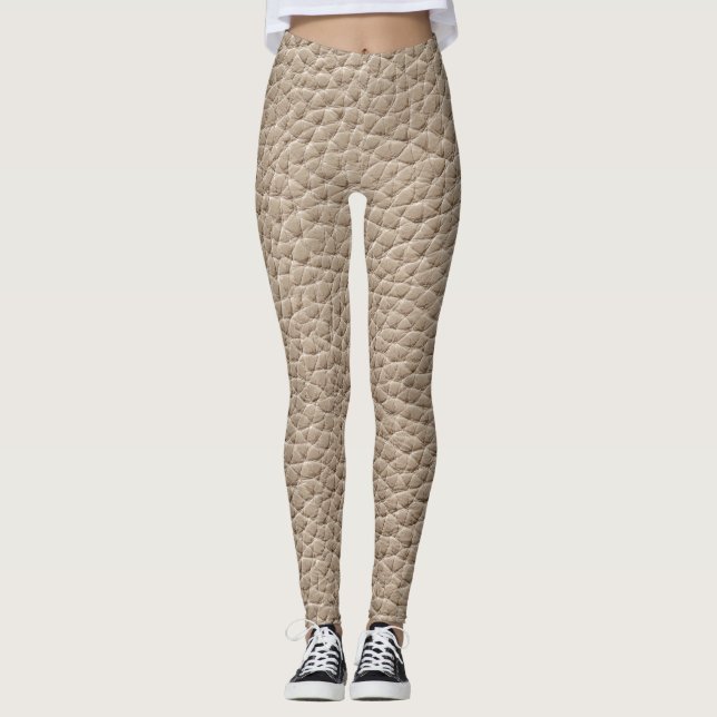 Beige Ledertextur, nahtloser Hintergrund. Leggings (Vorderseite)