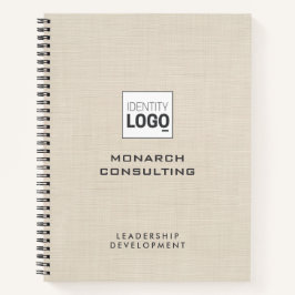 Beige Leinen Creme Textur Einfaches Benutzerlogo Notizbuch