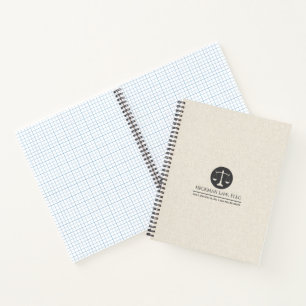Beige Leinen Graues Justiz-Logo Notizbuch