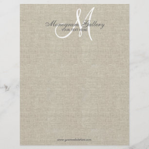 Beige Leinen-Monogramm Geschäft-Logo Briefkopf