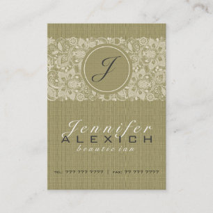 Beige Leinen & Vintage Leinen & Spitzen 2 Visitenkarte